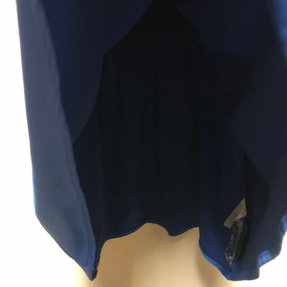Glam Los‎ Angeles Royal Blue Satin Open Back Smocked Mini Dress GD3845 Small NWT
